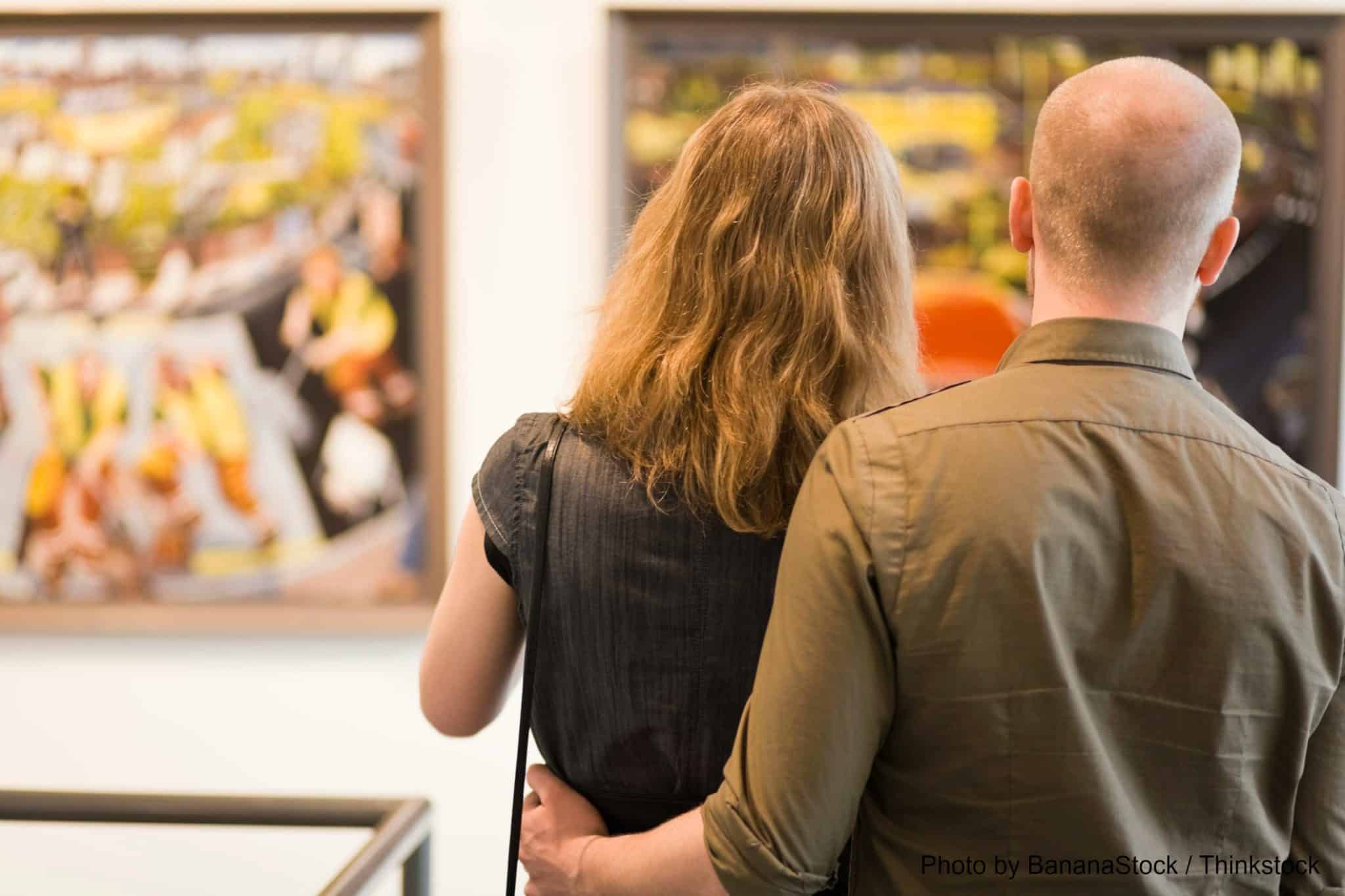 couple in an art gallery in Davidson NC